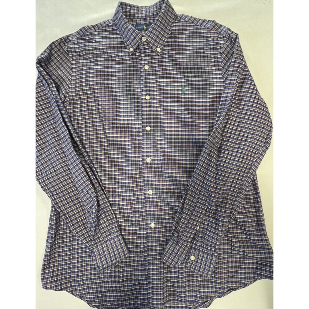 Ralph Lauren Mens Multicolor Check Plaid Long Sleeve Button Down Shirt Size L